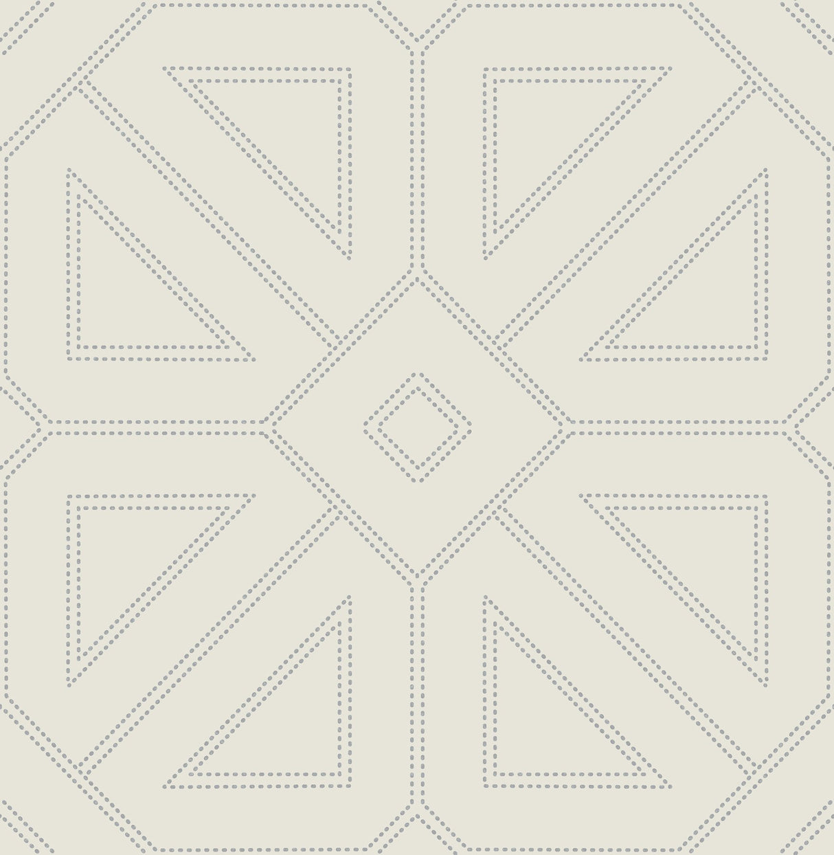 Voltaire Grey Beaded Geometric Wallpaper with Glam Metallic Dotted Geometric Pattern - A-Street Prints 2973-87371