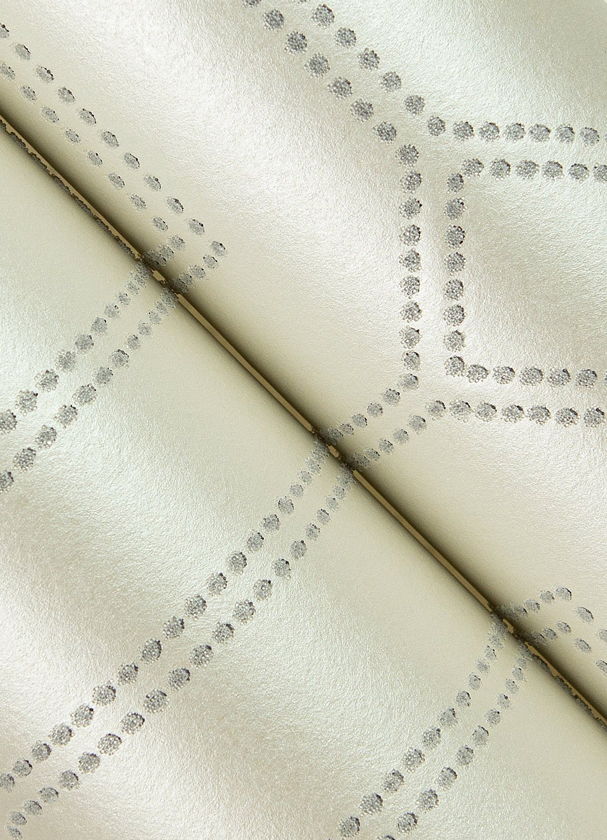Voltaire Grey Beaded Geometric Wallpaper with Glam Metallic Dotted Geometric Pattern - A-Street Prints 2973-87371