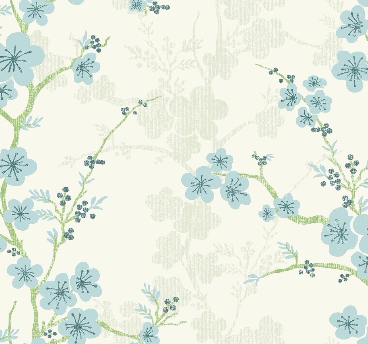 Nicolette Light Blue Floral Trail Wallpaper with Modern Botanical Flower Motif - A-Street Prints 2973-90107
