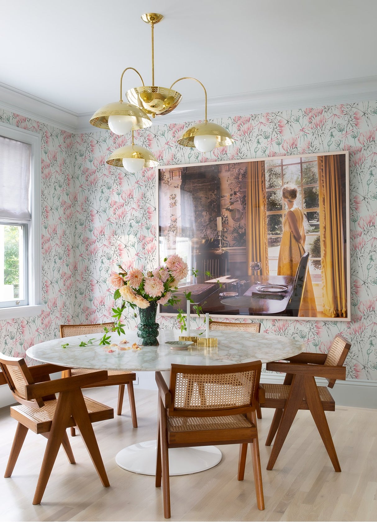 Mariell Pink Dragonfly Wallpaper with Modern Botanical Motif - A-Street Prints 2973-90405