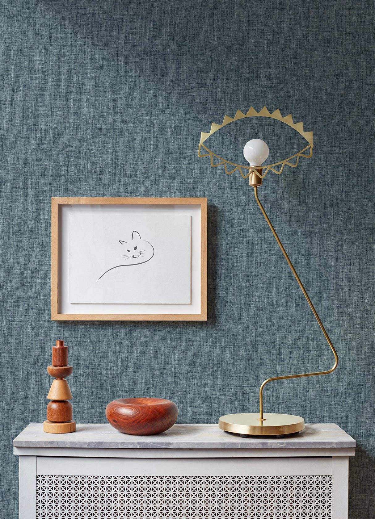 Bentley Navy Faux Linen Wallpaper with Fabric & Woven Textures Pattern, Modern Style - A-Street Prints 2973-90913