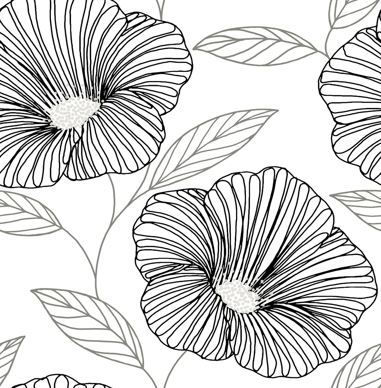Mythic Black Floral Wallpaper with Metallic Accents - A-Street Prints 2973-91134