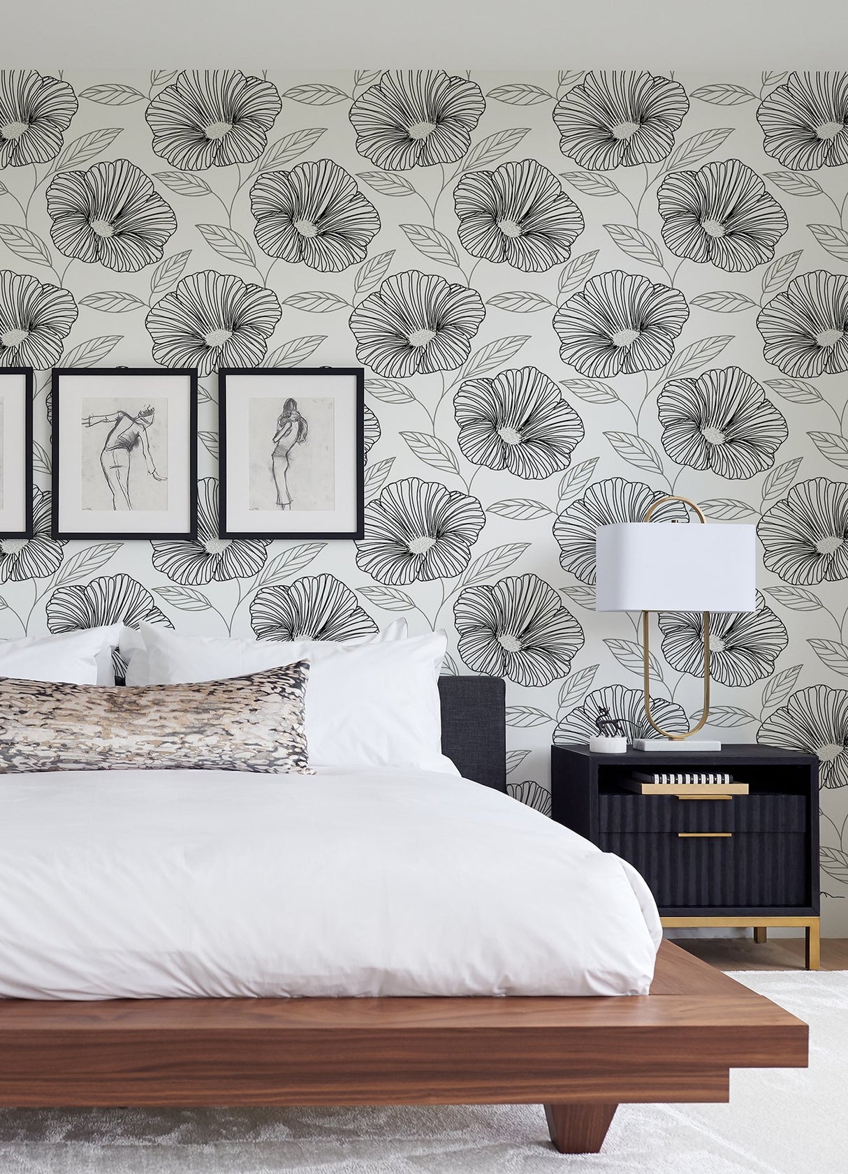Mythic Black Floral Wallpaper with Metallic Accents - A-Street Prints 2973-91134