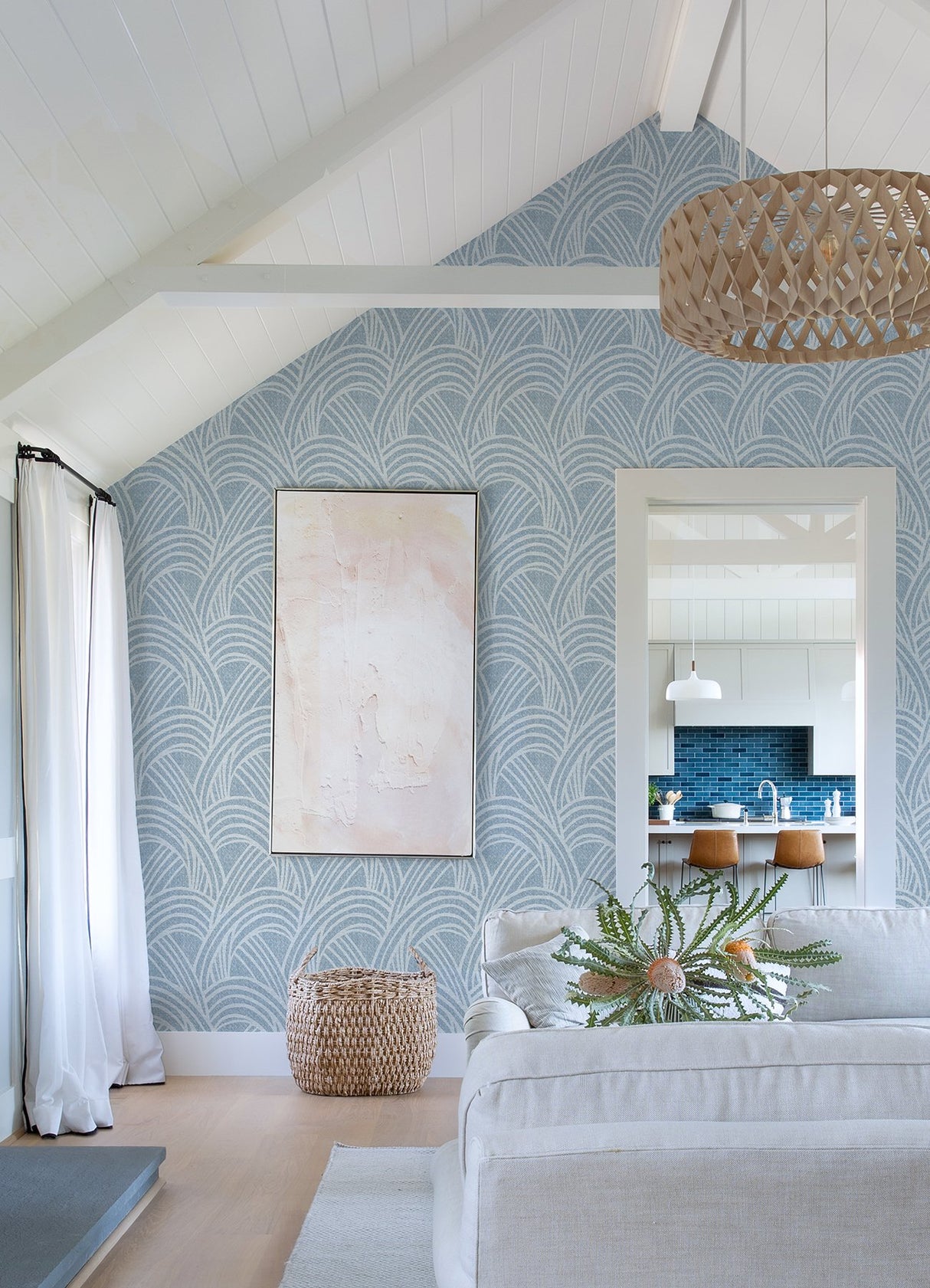 Farrah Blue Geometric Wallpaper with Interwoven Arch Motif - A-Street Prints 2975-26217