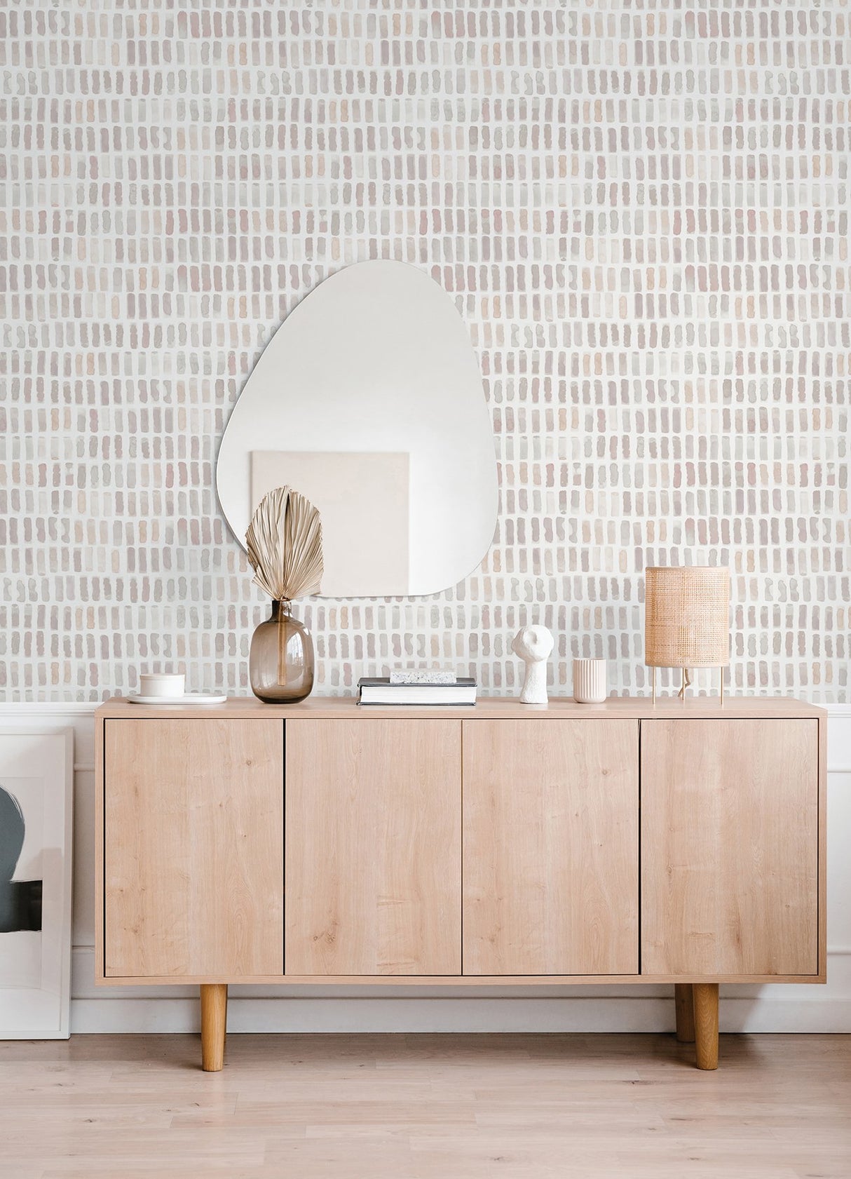 Brynne Blush Watercolor Wallpaper with Modern Geometric Mosaic Pattern - A-Street Prints 2975-26222