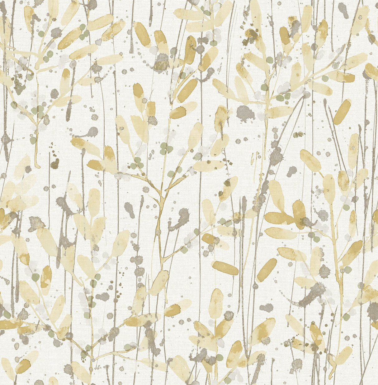 Leandra Yellow Floral Trail Wallpaper with Modern Botanical Pattern, Unpasted Non Woven - A-Street Prints 2975-26240