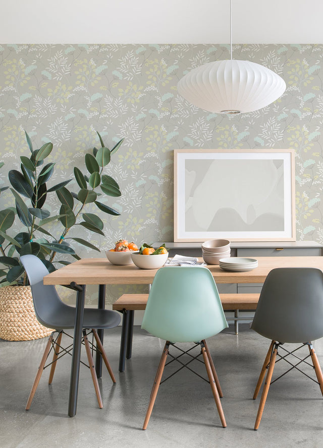 Sorrel Light Grey Botanical Wallpaper with Scandinavian Floral Motif - A-Street Prints 2975-87540