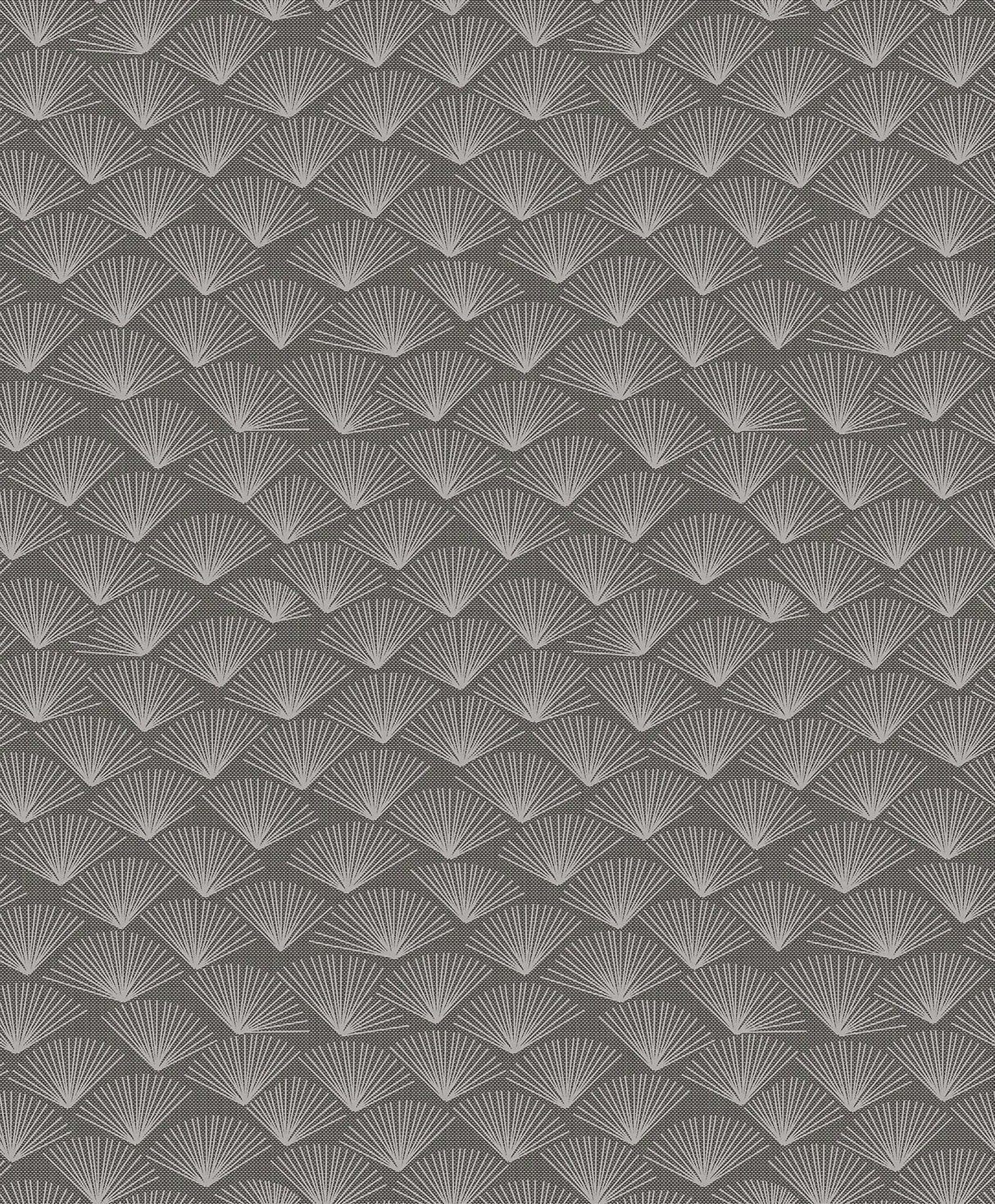 Asteria Charcoal Fan Wallpaper with Modern Graphic Fan Motif, Raised Ink Texture - A-Street Prints 2976-86517
