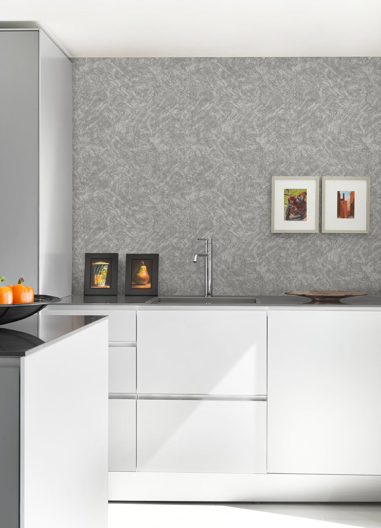 Asero Silver Distressed Wallpaper with Metallic Abstract Texture - Brewster 2976-86527