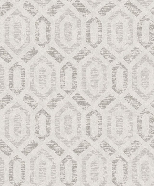 Latona Platinum Diamond Geometric Wallpaper with Metallic Feature Wall Graphic Pattern - A-Street Prints 2976-86539