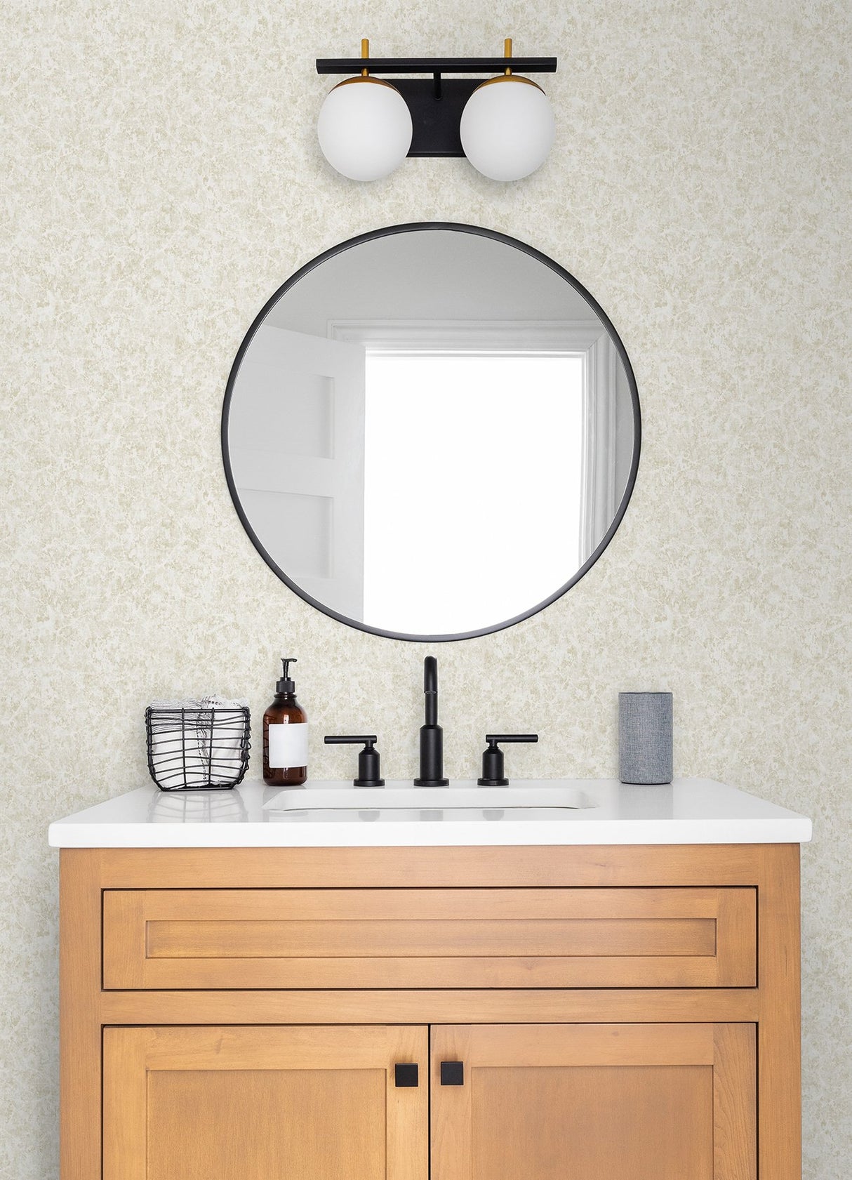 Hepworth Off White Distressed Texture Wallpaper with Metallic Modern Graphics - Advantage 2980-26179