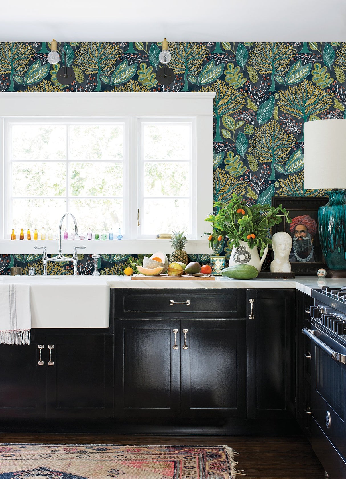 Kiah Blue Forest Wallpaper with Whimsical Botanical Trees Pattern - Advantage 2980-26186