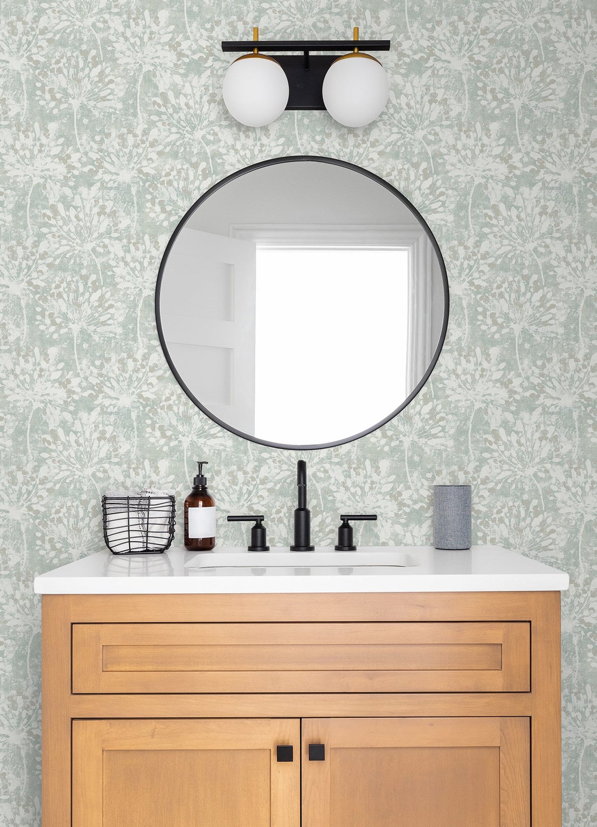 Dori Light Green Painterly Floral Wallpaper with Metallic Modern Botanical Abstract Motif - Advantage 2980-26191