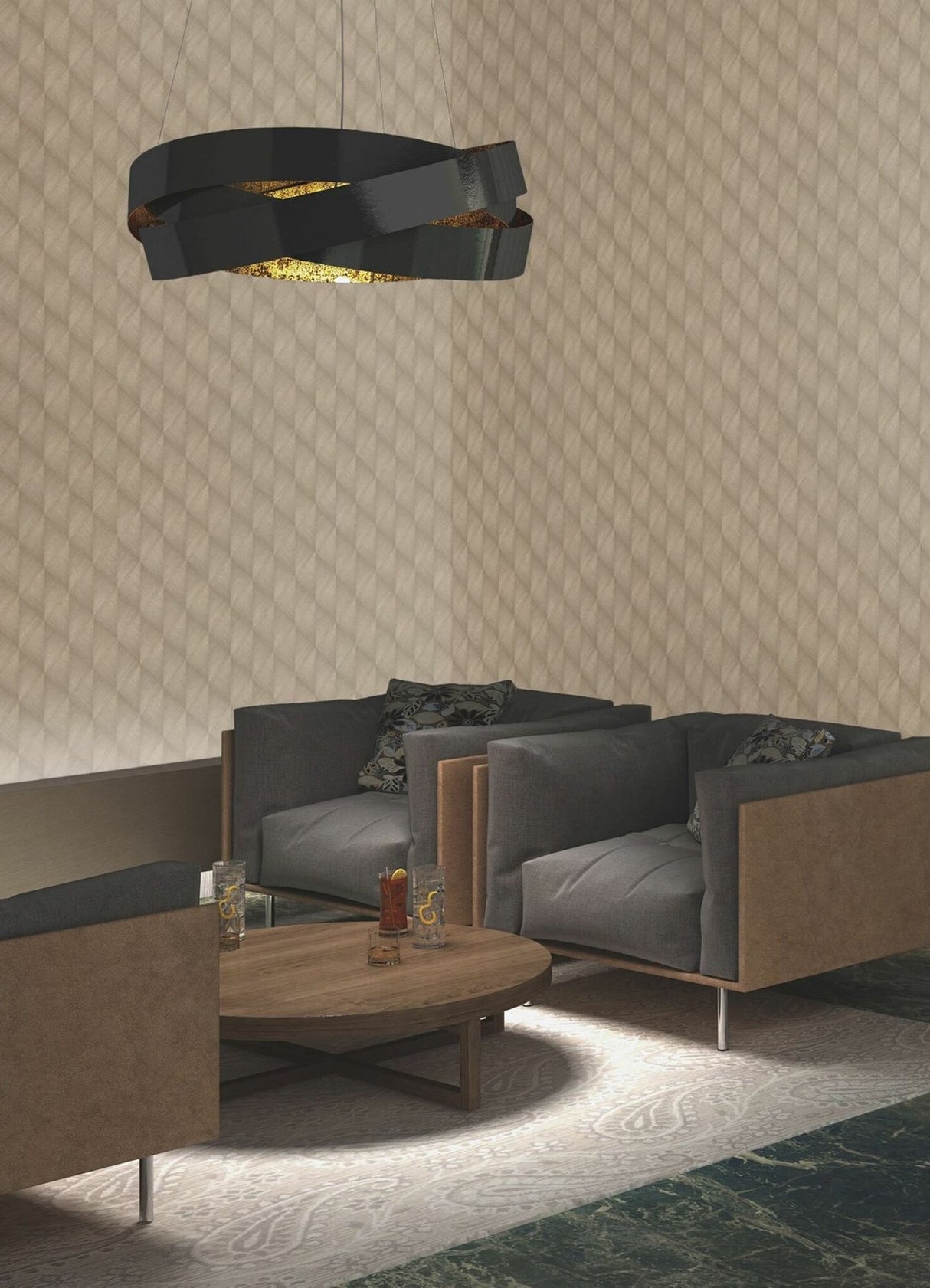 Miro Brown Geo Wallpaper with Textured Metallic Geometric Pattern - Advantage 2980-687934