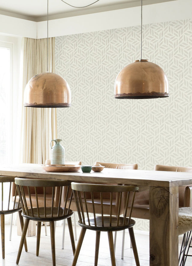 Sagano Light Grey Leaf Wallpaper with Raised Ink Botanical Texture - Advantage 2980-704631