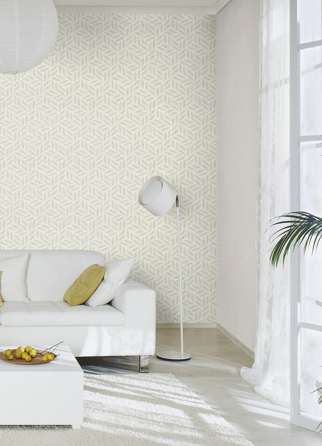 Sagano Light Grey Leaf Wallpaper with Raised Ink Botanical Texture - Advantage 2980-704631