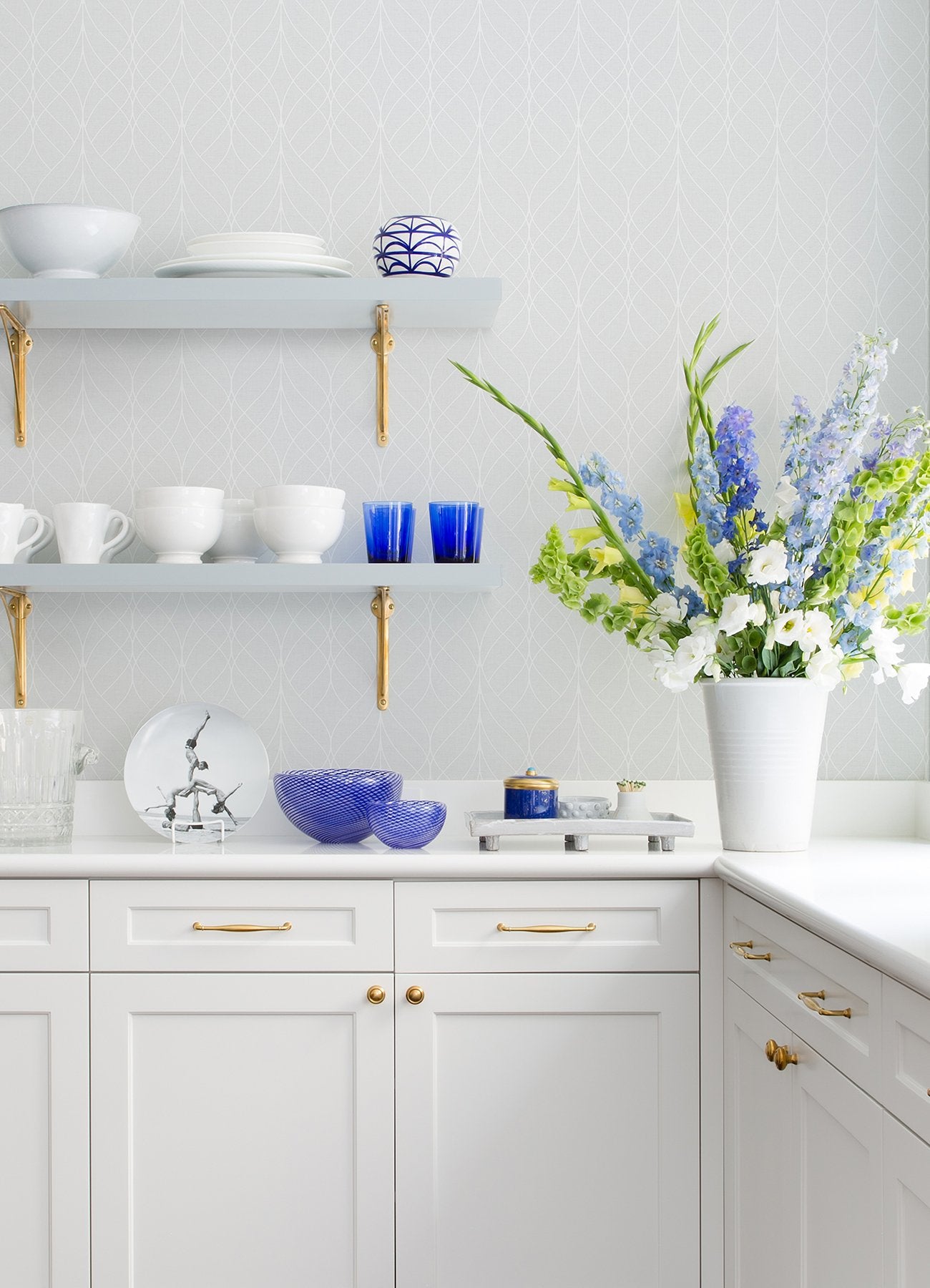 Hartley Light Grey Geo Wallpaper with Metallic Trellis & Lattice Textured Non Woven - Advantage 2980-M41900