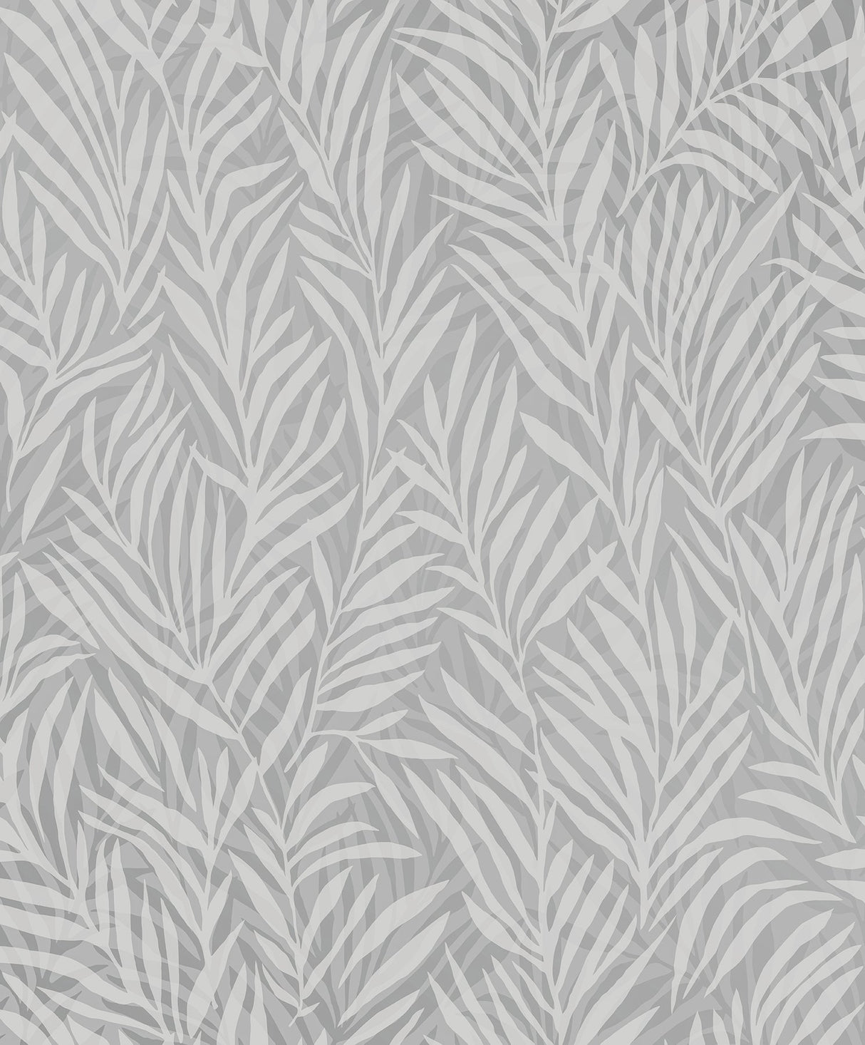 Holzer Grey Fern Wallpaper with Metallic Textured Leaf Pattern - Advantage 2980-M52509