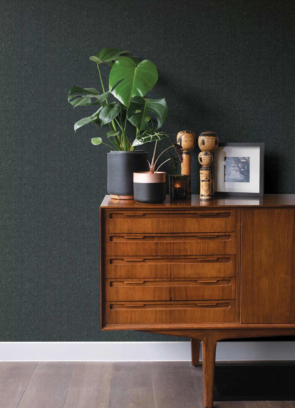 Nagano Blue Distressed Texture Wallpaper with Raised Ink Abstract Pattern - Warner 2984-2213