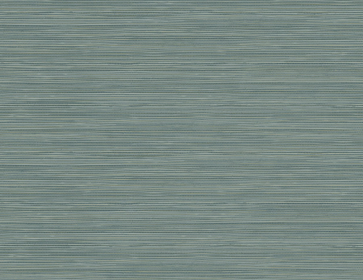 Bondi Teal Faux Grasscloth Traditional Wallpaper with Raised Ink Texture - Warner 2984-40902