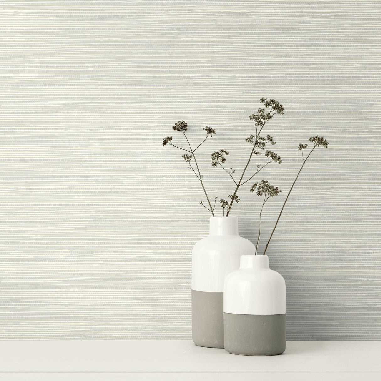 Bondi Light Grey Faux Grasscloth Texture Wallpaper, Raised Ink - Warner 2984-40908