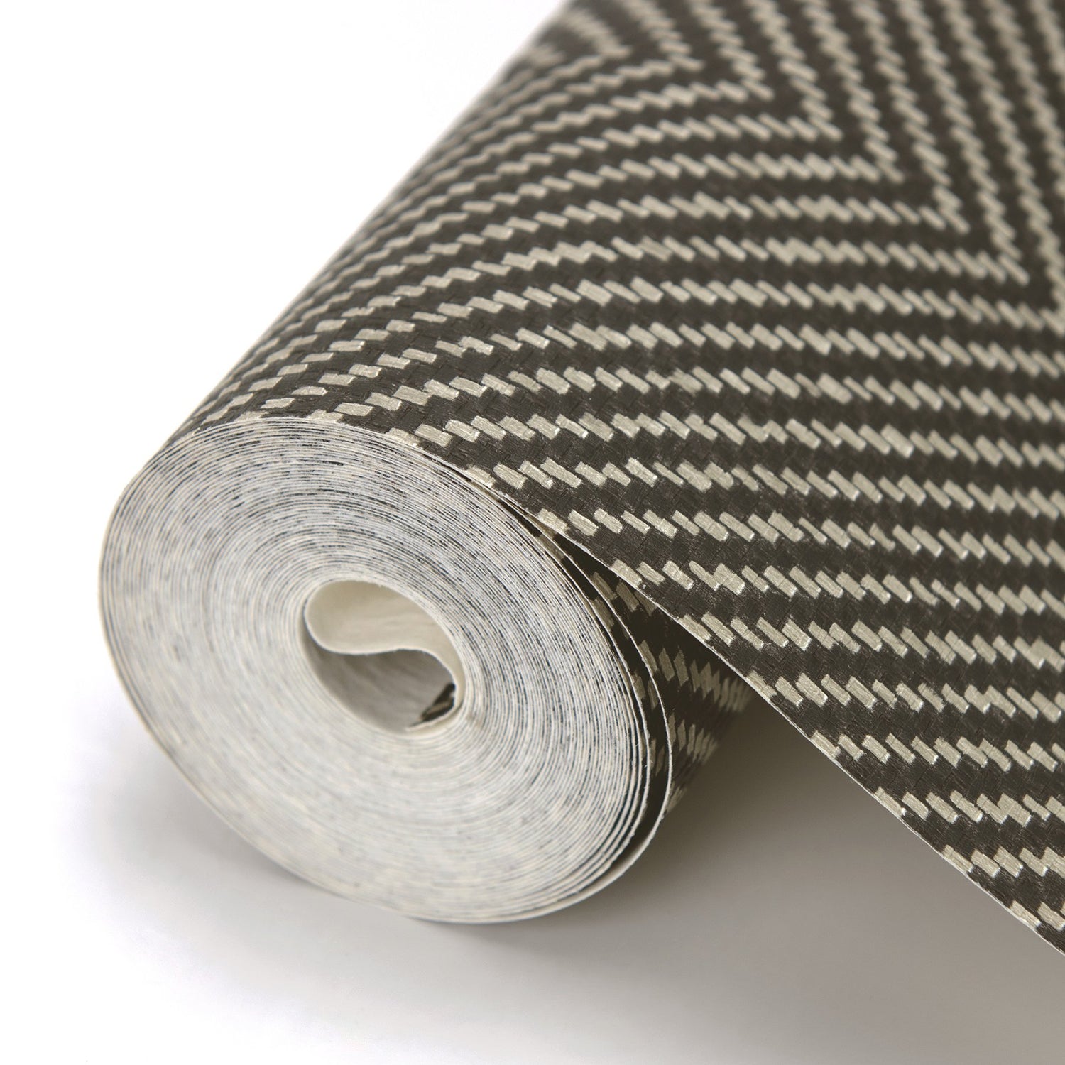 Graham Black Chevron Wallpaper with Raised Ink Texture - Warner 2984-70400