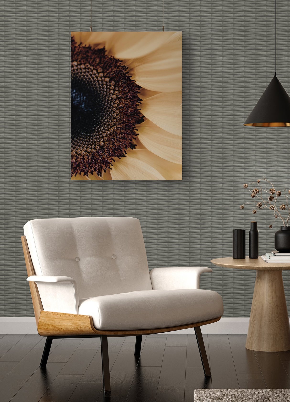 Gator Slate Geometric Stripe Wallpaper with Textured 3D Graphic Stripe Motif - A-Street Prints 2988-70007