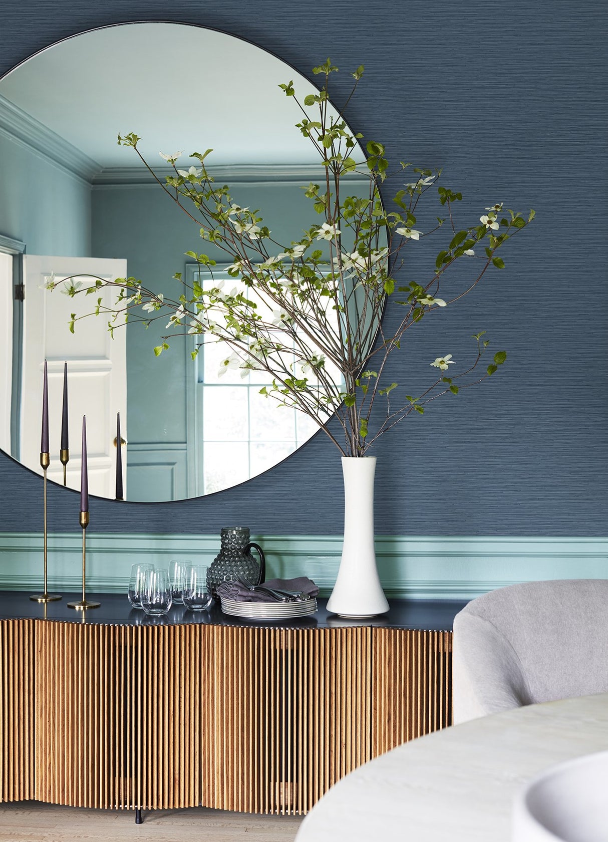 Rushmore Blue Faux Grasscloth Textured Wallpaper - A-Street Prints 2988-70312