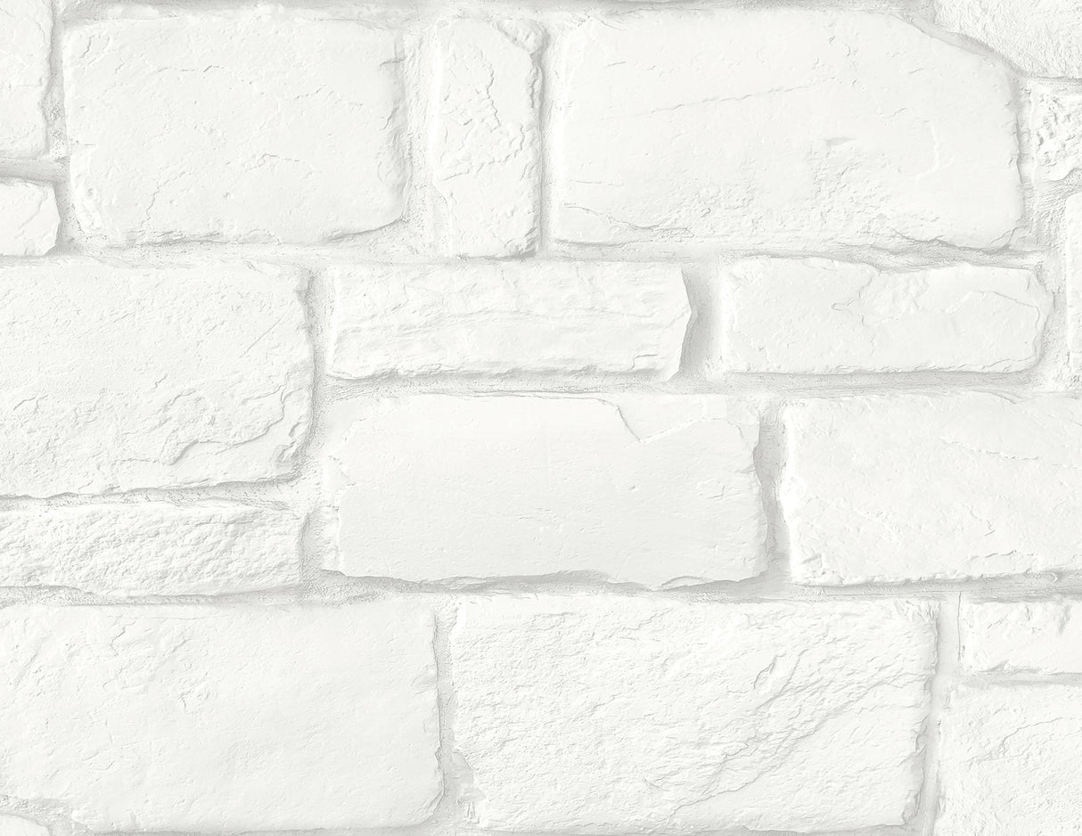 Casablanca White Stone Wallpaper with Textured Faux Stone Pattern - A-Street Prints 2988-70500