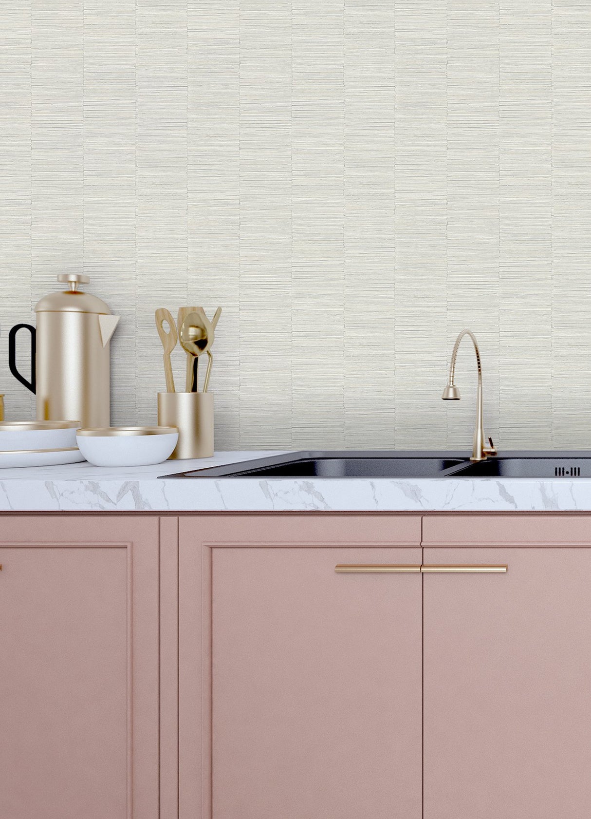 Jenga Light Grey Striped Column Wallpaper with Textured Abstract Geometric Design - A-Street Prints 2988-70605