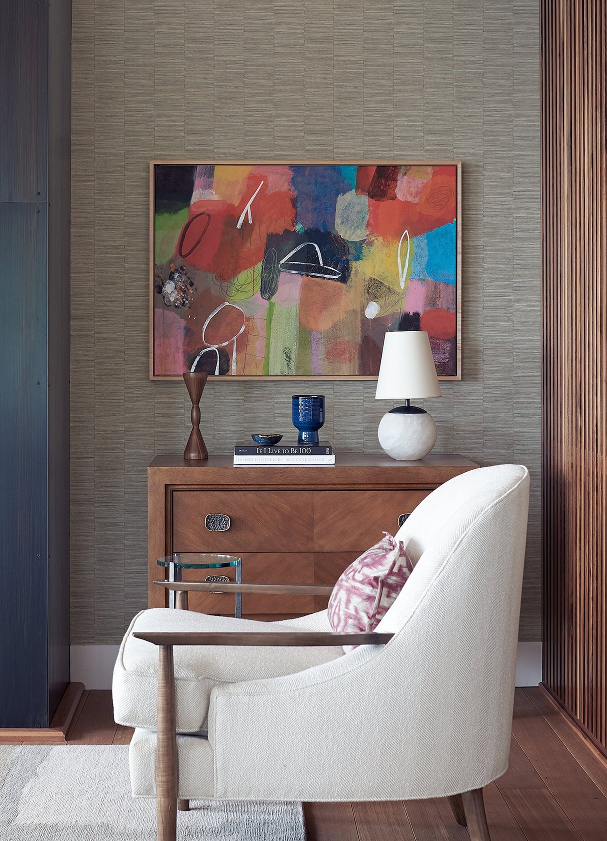 Jenga Charcoal Striped Column Wallpaper with Textured Geometric Pattern - A-Street Prints 2988-70608