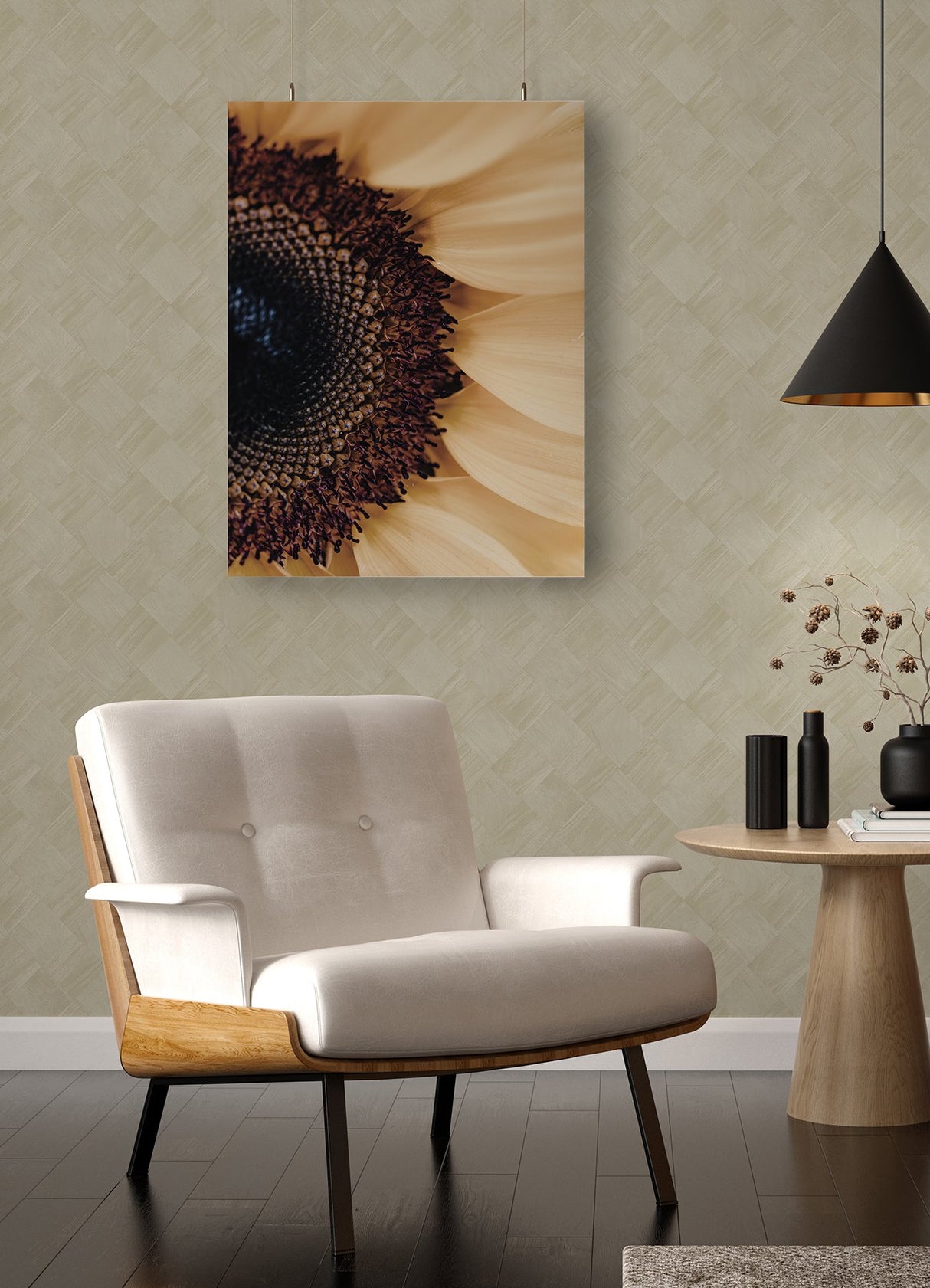 Thriller Cream Wood Tile Wallpaper with Modern Geometric Checkerboard Pattern - A-Street Prints 2988-70803