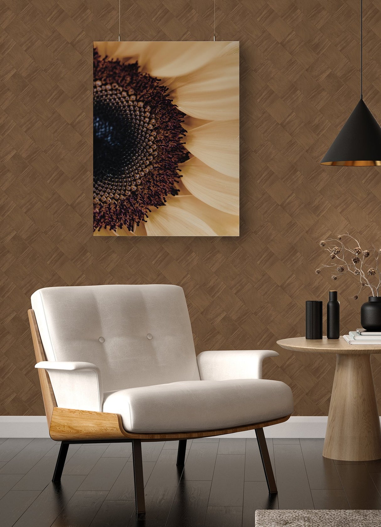 Thriller Chestnut Wood Tile Wallpaper with Modern Geometric Wood Tile Pattern - A-Street Prints 2988-70806