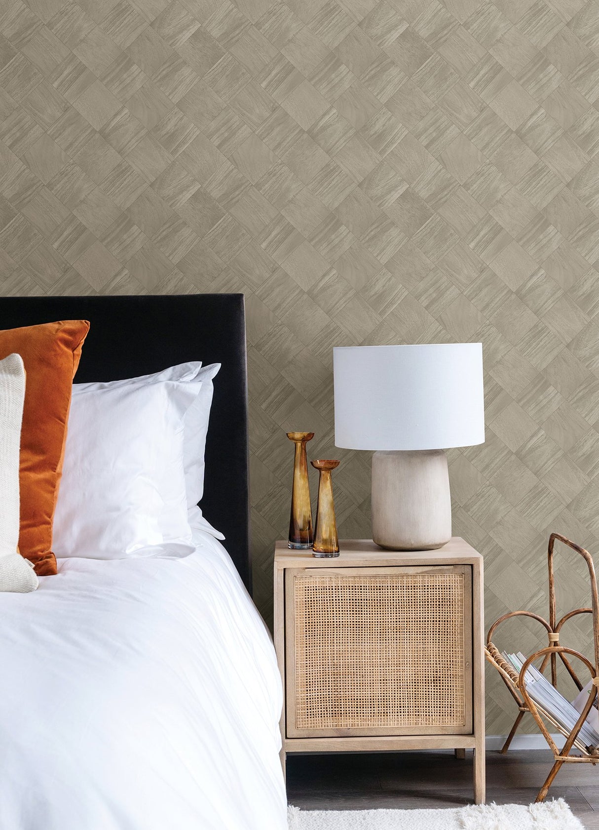 Thriller Grey Wood Tile Wallpaper with Modern Geometric Woodgrain Pattern - A-Street Prints 2988-70818