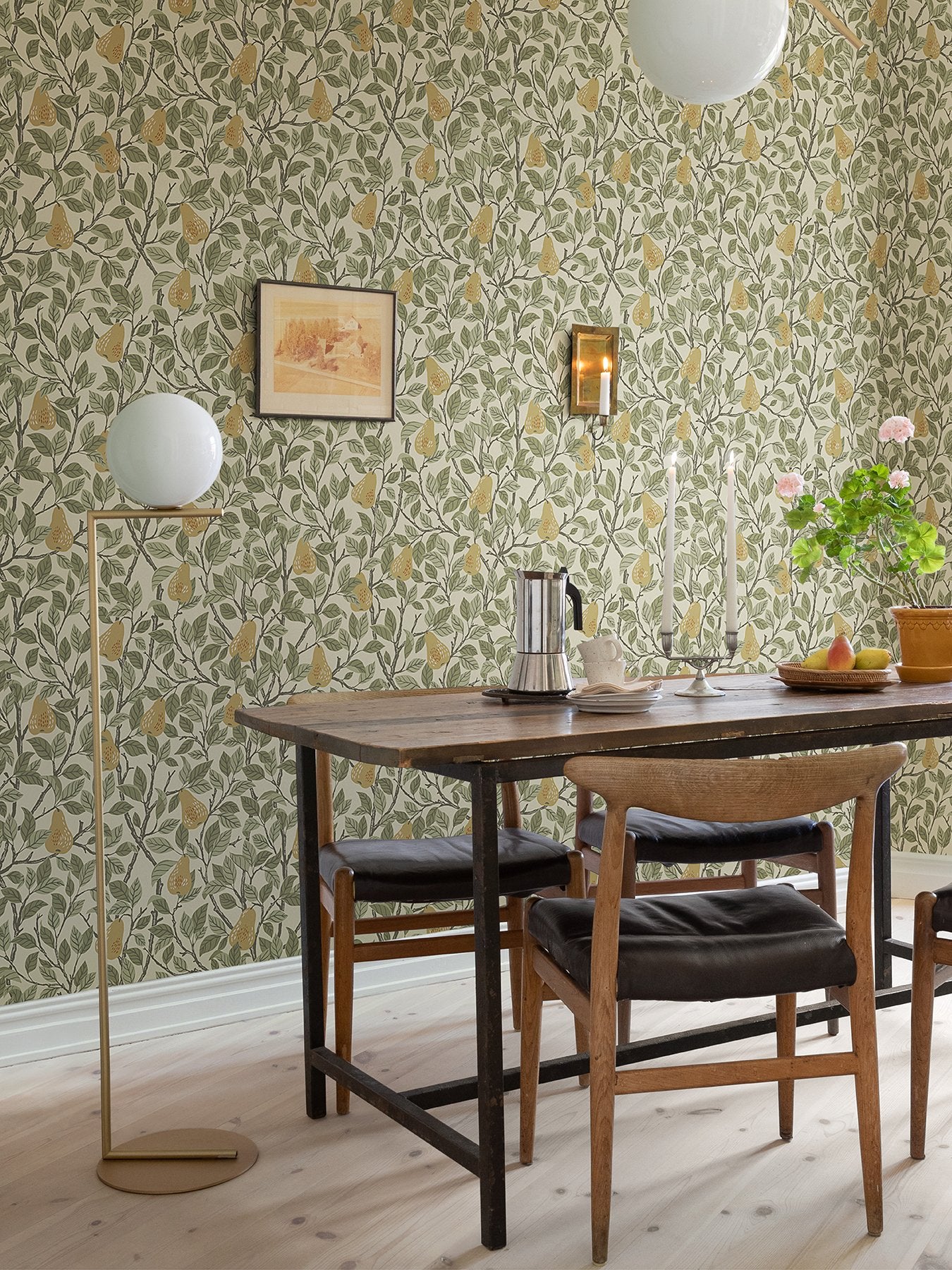 Pirum Yellow Pear Wallpaper with Botanical Fruit Motif, Scandinavian Style - A-Street Prints 2999-13102
