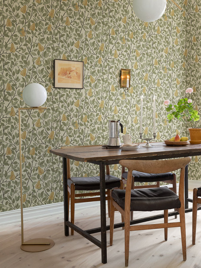 Pirum Yellow Pear Wallpaper with Botanical Fruit Motif, Scandinavian Style - A-Street Prints 2999-13102