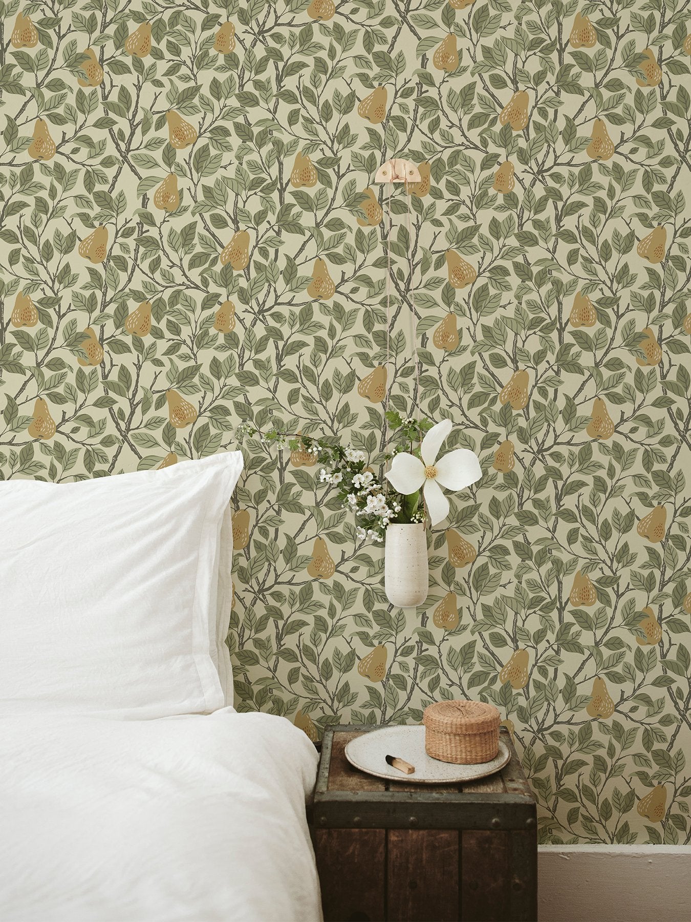 Pirum Yellow Pear Wallpaper with Botanical Fruit Motif, Scandinavian Style - A-Street Prints 2999-13102