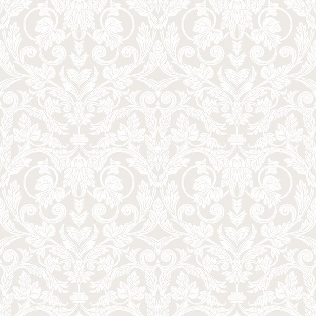 Rosali Cream Scroll Damask Wallpaper with Farmhouse Graphics Scrolls Pattern - A-Street Prints 2999-14005
