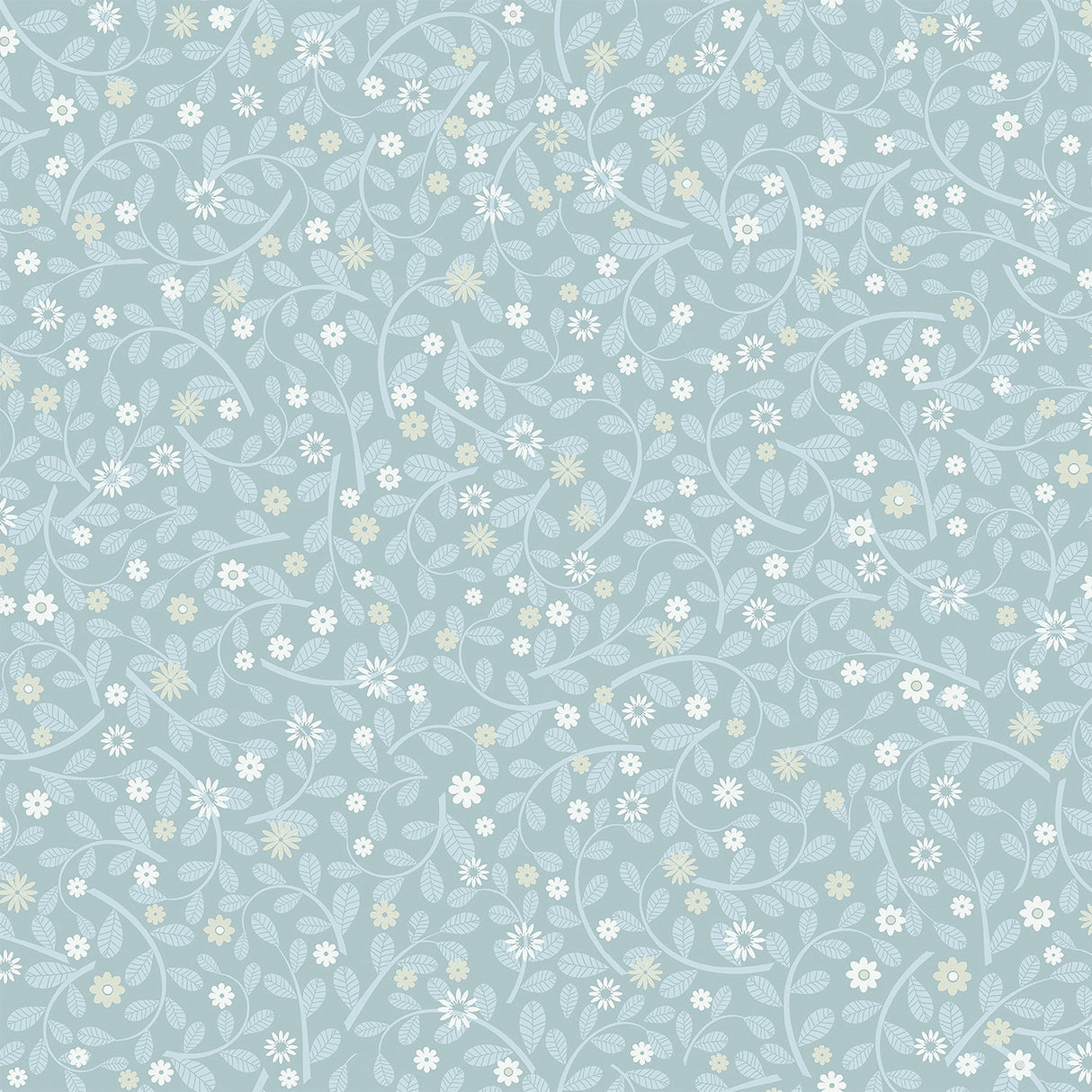 Hummelvik Blue Daisy Trail Wallpaper with Botanical Vine Pattern, Farmhouse Style - Brewster 2999-24130