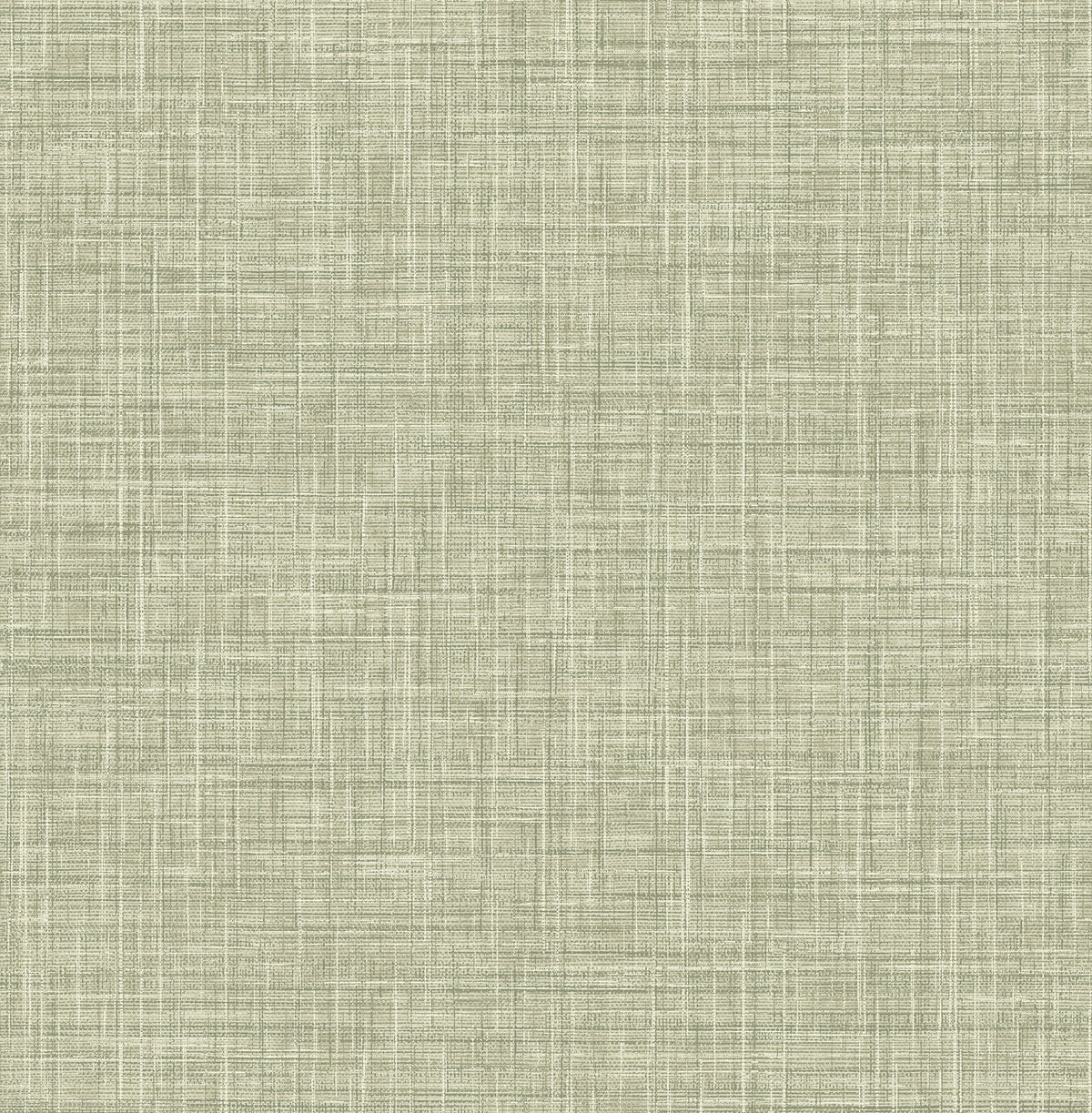 Tuckernuck Green Linen Wallpaper by A-Street Prints - Faux Woven Texture in Mossy Green and White