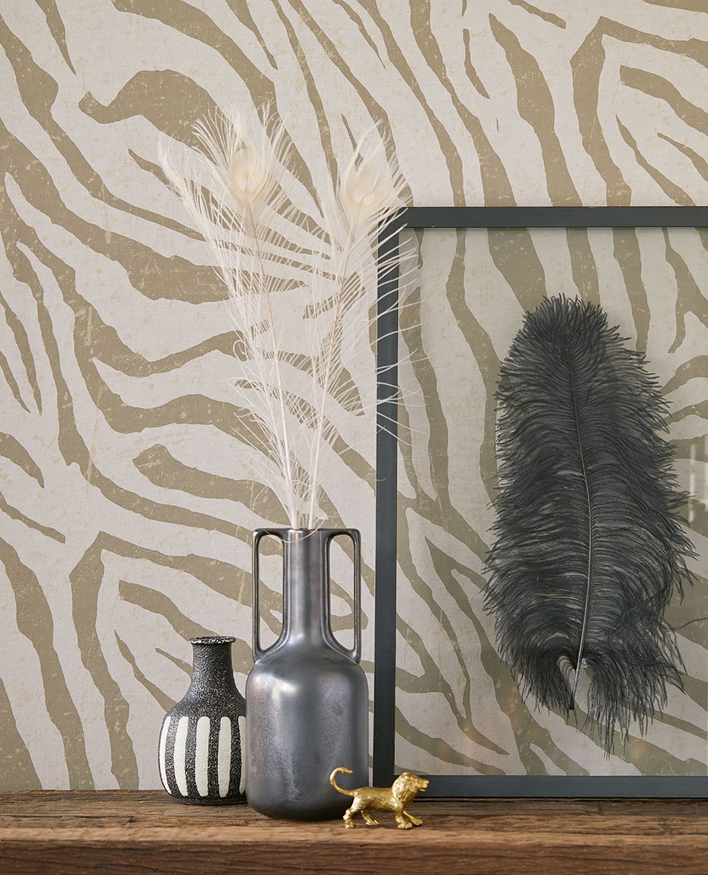 Zebra Natural Wallpaper Mural with Bohemian Zebra Print Pattern - Eijffinger EJ300600