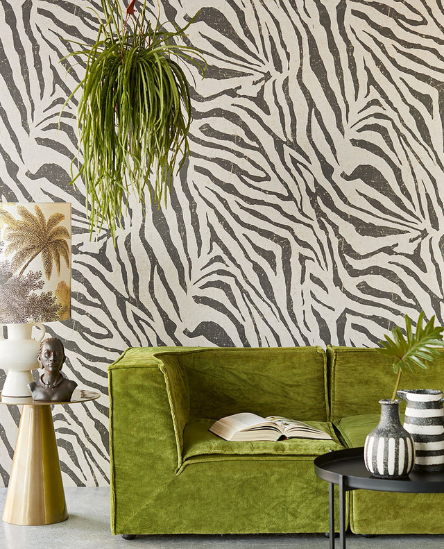 Zebra Black & White Wall Mural with Bohemian Nature Zebra Print - Eijffinger EJ300601