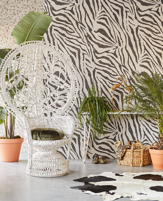 Zebra Black & White Wall Mural with Bohemian Nature Zebra Print - Eijffinger EJ300601