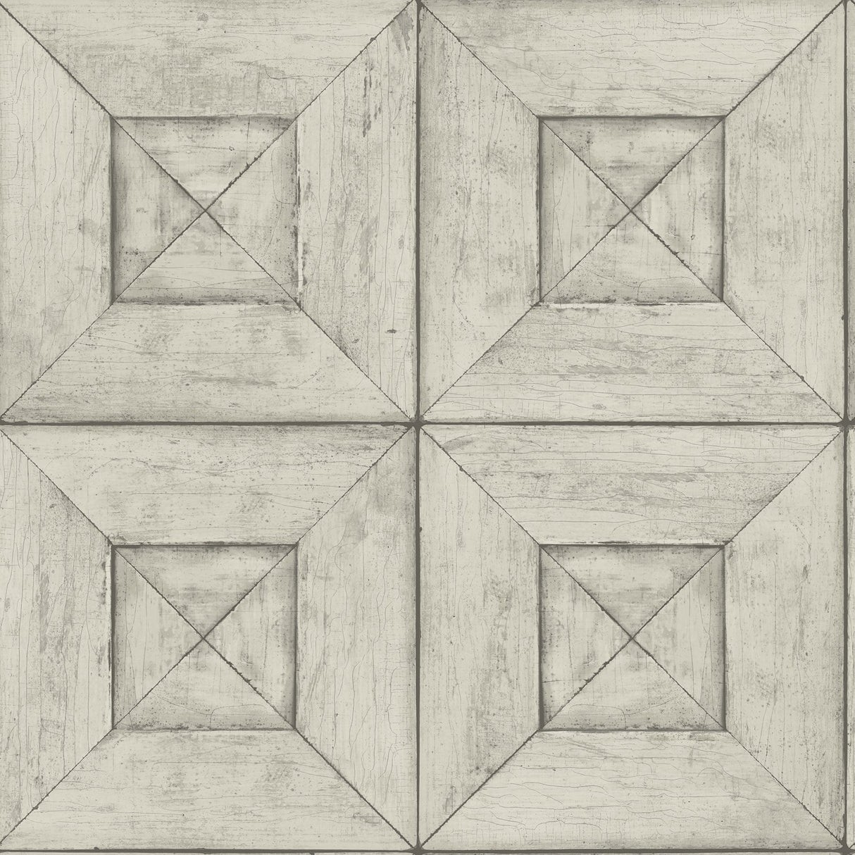 Avery Light Grey Wood Wallpaper with Farmhouse Geometric Wood Panel Motif - Chesapeake 3115-12453