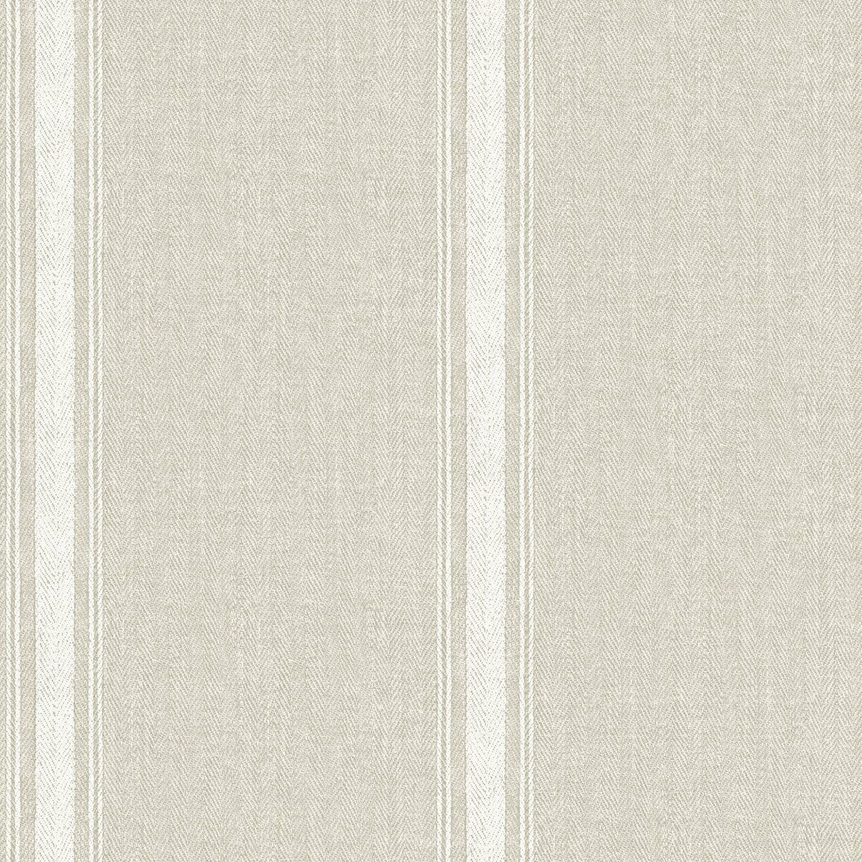 Linette Light Grey Fabric Stripe Wallpaper with Fabric Textures Pattern, Farmhouse Style - Chesapeake 3115-12463