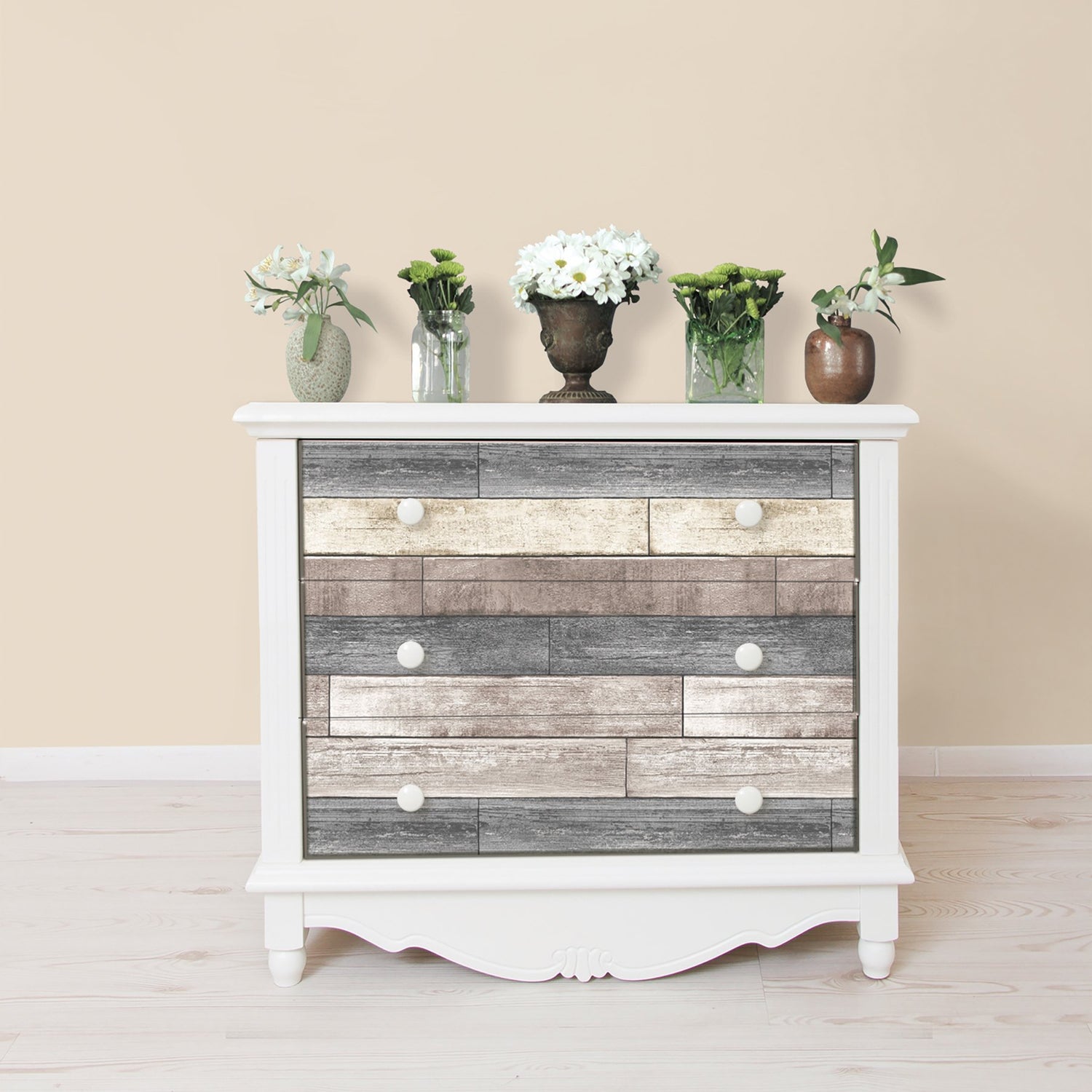 Emory Multicolor Reclaimed Wood Plank Peel & Stick Wallpaper with Rustic Wood Paneling Motif - Chesapeake 3115-NU1690