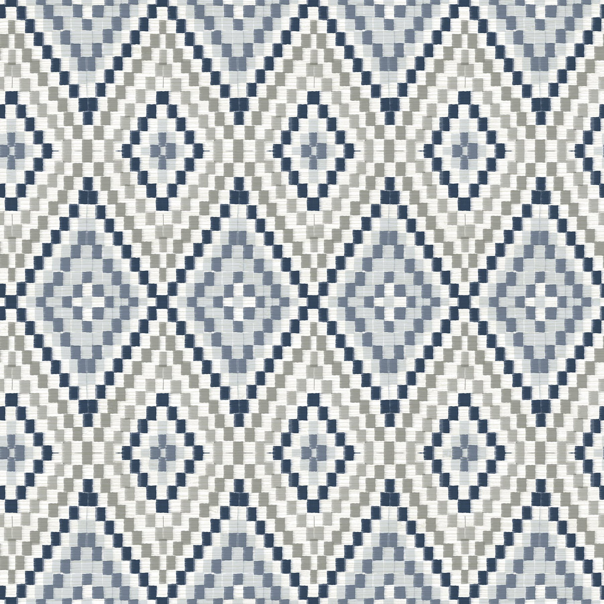Ganado Navy Geometric Ikat Wallpaper with Boho Diamond Pattern - Chesapeake 3118-12713