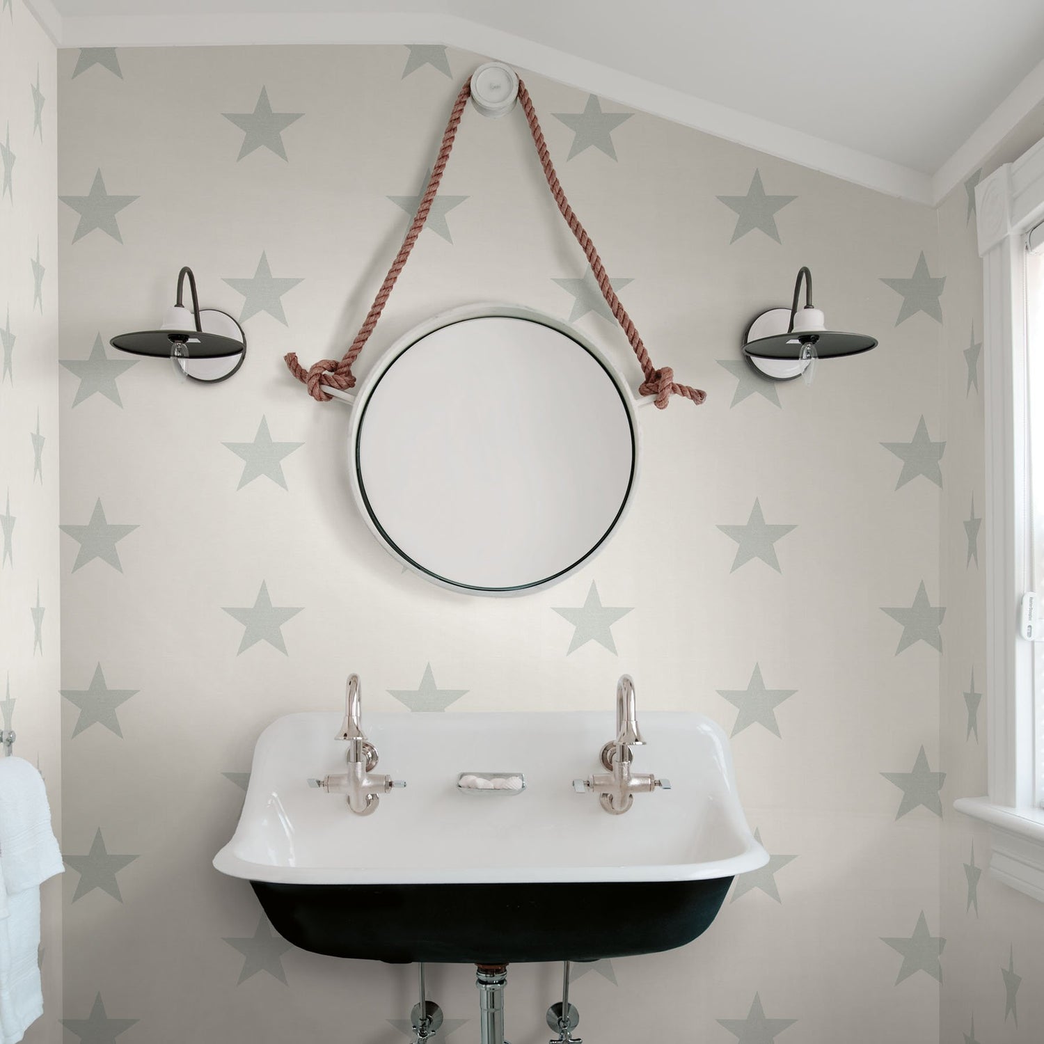 Mcgraw Teal Stars Wallpaper with Country Outer Space Motif - Chesapeake 3119-13061