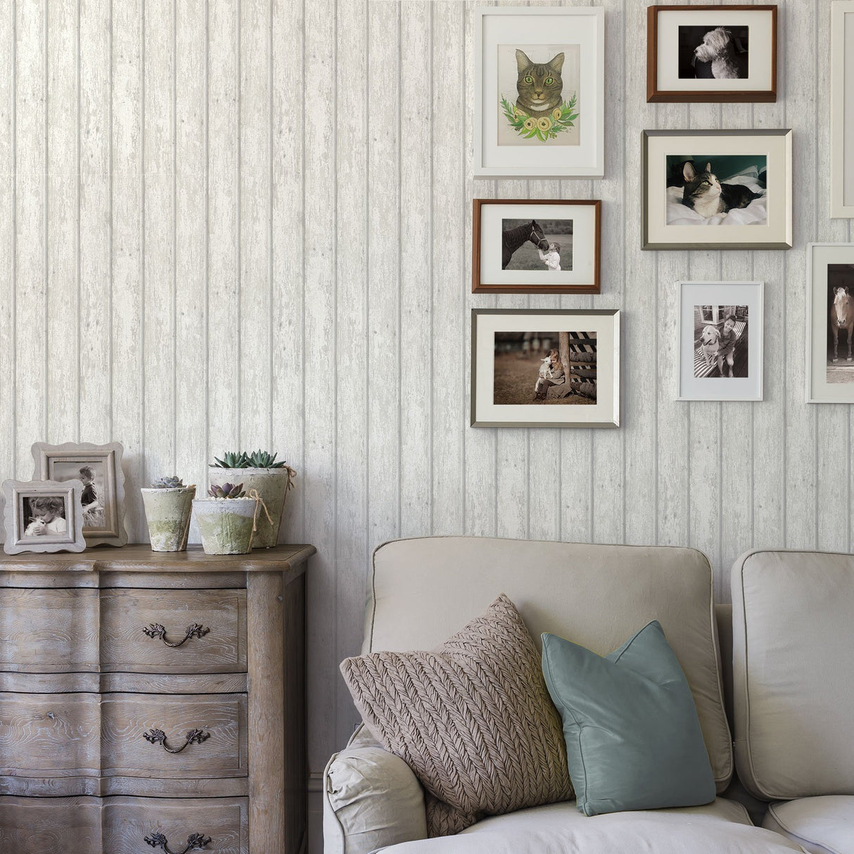 Jack Weathered Clapboards White Prepasted Wallpaper with Wood Plank Effect - Chesapeake 3119-66106