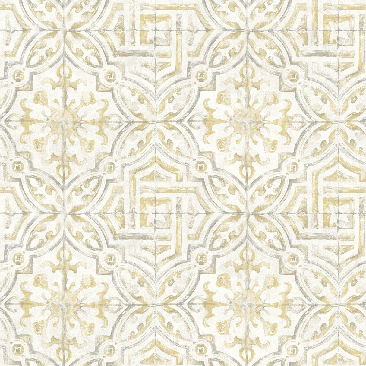 Sonoma Yellow Beach Tile Wallpaper with Abstract Tile Motif - Chesapeake 3120-12337